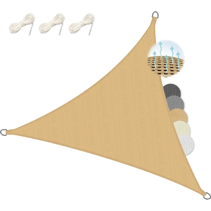 Sol Royal Sonnensegel dreieckig 3 x 3 x 3 m Wasserdurchlässig HDPE Atmungsaktiver Balkon Terrasse Sonnenschutz Segel Sand – Segeltuch UV Sonnenschutz Garten Pool Camping - Shade Sails HS9 – Bild 1