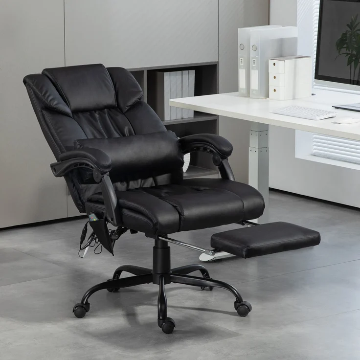 MELAYR, Bürostuhl mit 6-Punkt-Massage, hoher Rückenlehne, 66 x 75 x 122 cm, Schwarz – Bild 3