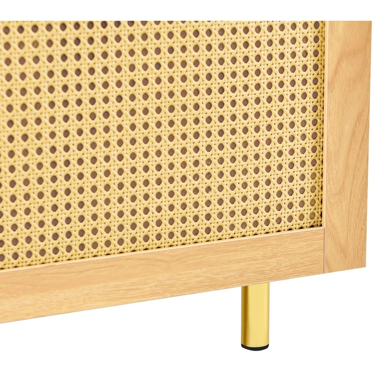 DESVIAE Sideboard mit Rattantür und Einlegeboden 60x63x40 cm MDF Natur – Bild 9