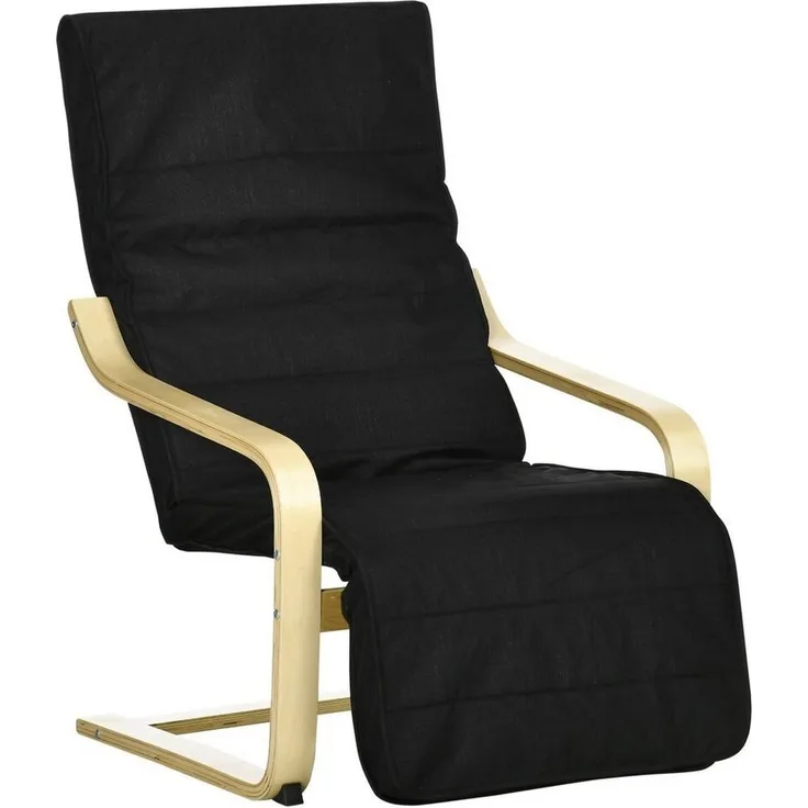 HOMCOM Relaxsessel Relaxstuhl mit Verstellbarem Fußteil (Ruhesessel, 1-St, Ruhestuhl), Schwarz 66,5 x 94 x 100 cm