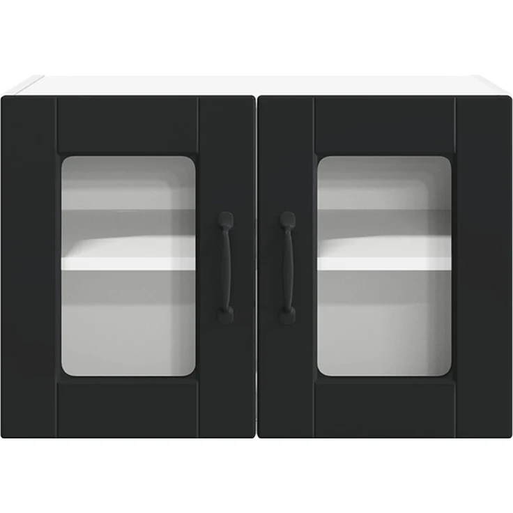 vidaXL Wandglas-Schrank PORTO Schwarz 60 x 31 x 40 cm Holzwerkstoff 885317 – Bild 6