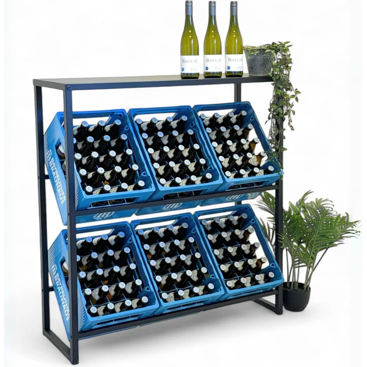 DanDiBo Getränkekistenregal 6 Kisten mit Ablage Metall Stabil 96435 100 cm Getränkeregal Kistenregal – Bild 1