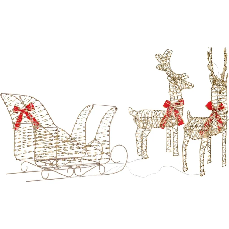 vidaXL 3D-Weihnachtsrentier mit Schlitten LOVIISA 3 stk. Warmes Weiß 42018971 – Bild 8