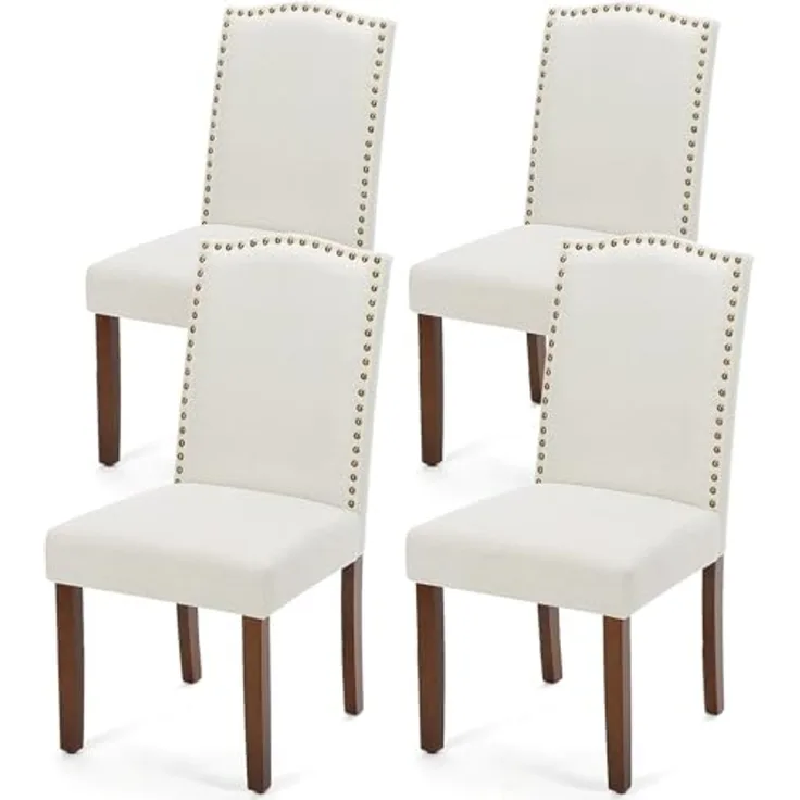 DUMOS Esszimmerstühle 4er Set, Elegant und Schön Modern Stühle Esszimmer, Pu-Leder Gepolstert küchenstühle, Esszimmerstuhl Geeignet für Küche, Wohnzimmer, Schlafzimmer (Beige)