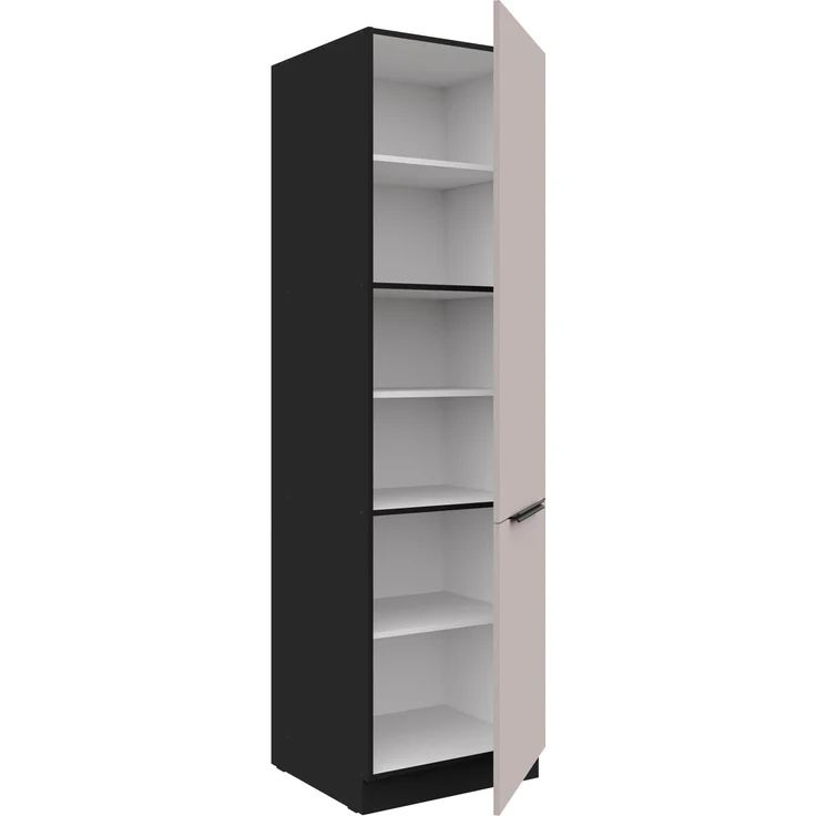 Küchen Hochschrank 60 cm ARONA Kaschmir beige + Schwarz matt Küchenzeile Küchenblock Küche – Bild 2