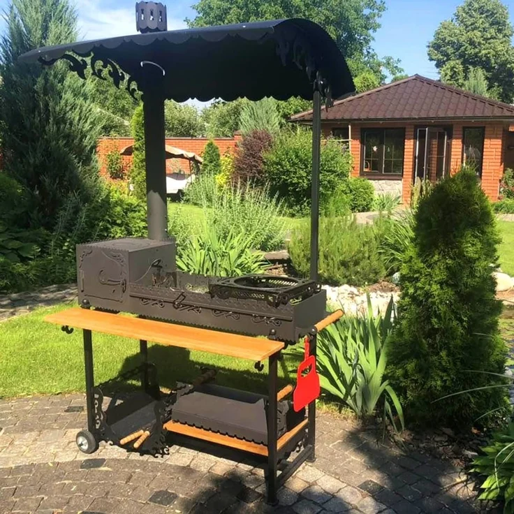 Grill Mangal Taj Mahal auf Rädern in Schwarz – Bild 4