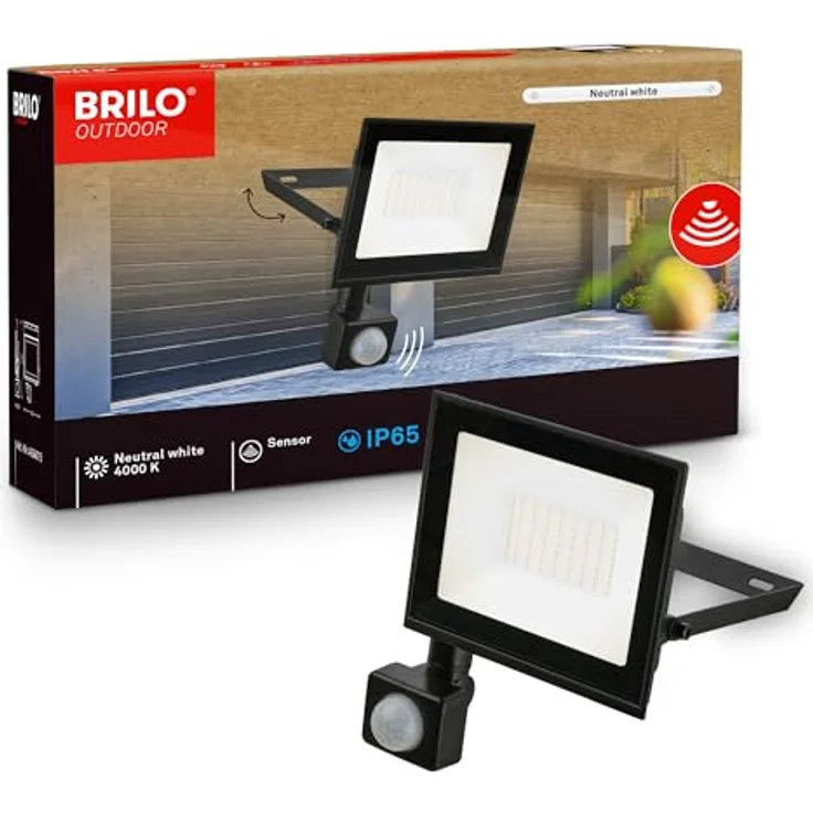 Briloner Leuchten LED Flutlichtstrahler VARO, LED fest integriert, 14x19x4 cm, Garage, Garten, Auffahrt – Bild 1