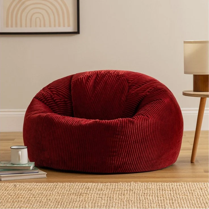Icon Kingston Sitzsack Cord, Burgund, Sitzsack Erwachsene mit Füllung, Bean Bag, Cord Sessel, Lounge Sessel, Lounge Stuhl, Schlafzimmer, Wohnzimmer, Wohnzimmer Möbel – Bild 2