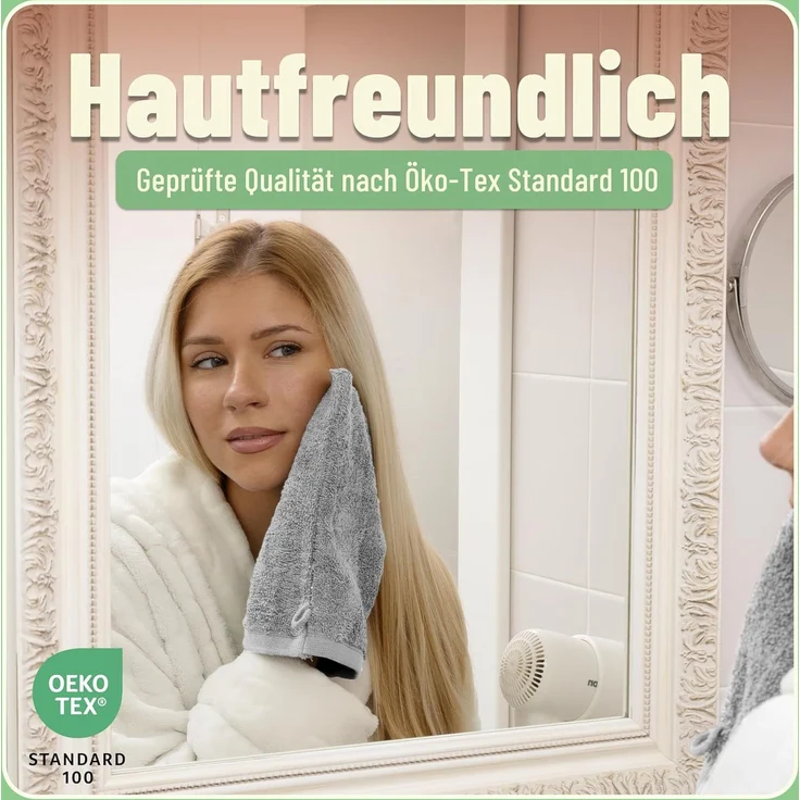 Green Mark Handtuch-Set mit 10 Teilen – 100% Baumwolle – 4 Handtücher 50×100 cm, 2 große Duschtücher 70×140 cm, 2 Gästetücher 30×50 cm und 2 Waschhandschuhe – Silbergrau – Bild 5
