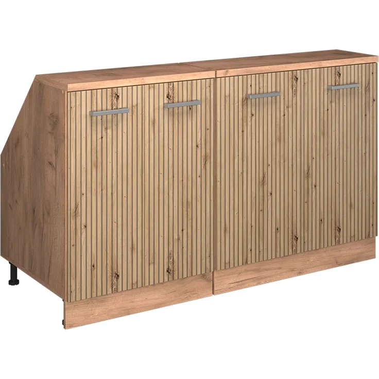 Küchenschrank für Dachschrägen R-Line Artisan-Eiche 140 cm 2er Set Schrankkorpuss 60 cm Tiefe Vicco – Bild 1