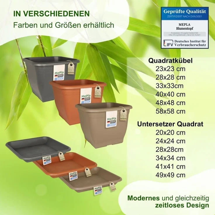 Heimwerkercenter Pflanzkübel MePla Untersetzer Quadrat 24x24 cm, Terrakotta, wetterfester Kunstoff – Bild 3