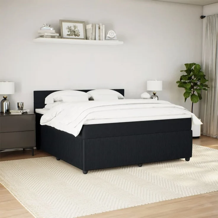 vidaXL Boxspringbett mit Matratze Schwarz 180x200 cm Samt 3287808 – Bild 3