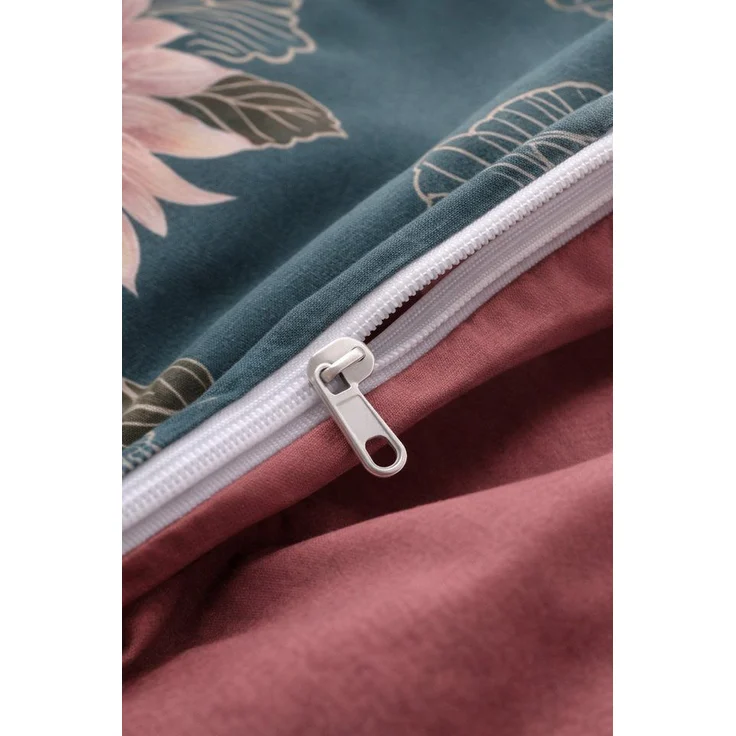 soma Bettwäsche Blumen Microfaser Set 135x200 cm mit Kissenbezug 80x80 cm in Petrol, Microfaser, 2 teilig, Weich,Pflegeleicht&Hautsympathisch mikrofaser 135x200 set floral – Bild 3