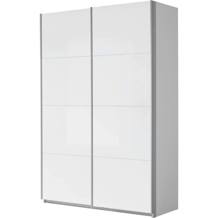 Rauch Möbel Imposa Schrank Kleiderschrank Schwebetürenschrank in Hochglanz Weiß 2-türig inkluisve Zubehörpaket Basic 2 Kleiderstangen, 2 Einlegeböden BxHxT 136 x 210 x 62 cm