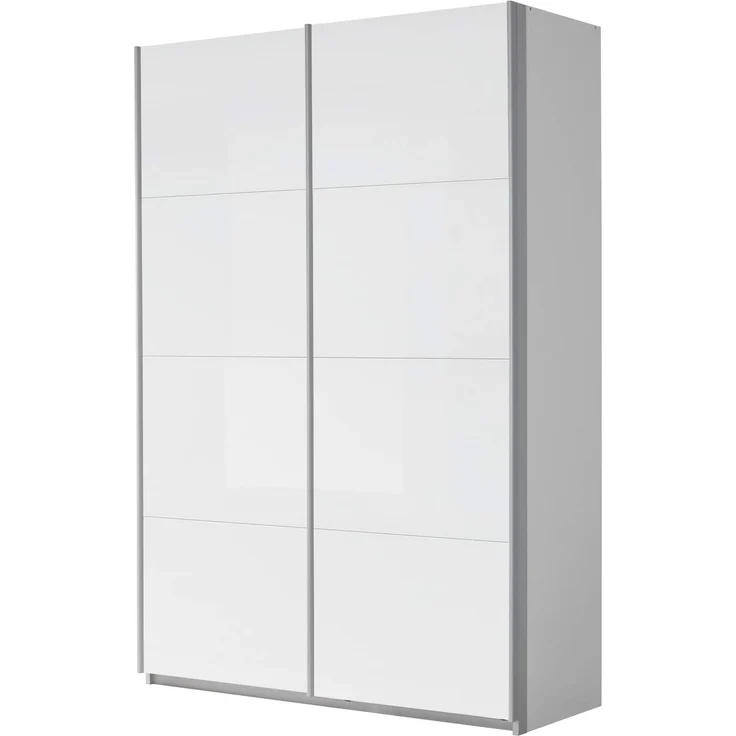 Rauch Möbel Imposa Schrank Kleiderschrank Schwebetürenschrank in Hochglanz Weiß 2-türig inkluisve Zubehörpaket Basic 2 Kleiderstangen, 2 Einlegeböden BxHxT 136 x 210 x 62 cm