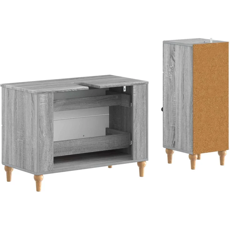 vidaXL 2-teiliges Badezimmer Schrank Set ALKMAAR Sonoma-Grau 3417672 – Bild 4
