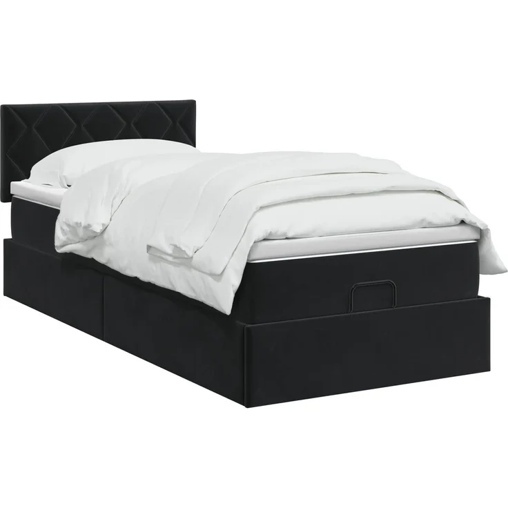 vidaXL Ottoman-Bett mit Matratze und LED Schwarz 90 x 200 cm Samt 3457187 – Bild 3