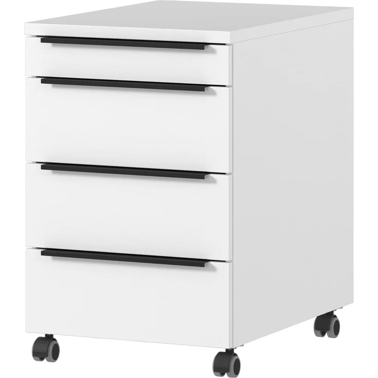 bümö Space Rollcontainer mit Schubladen, Container aus Holz in weiß - Rollwagen für's Büro als Schreibtisch Unterschrank, Bürocontainer od. Schreibtischcontainer, SPCRC-84 – Bild 1