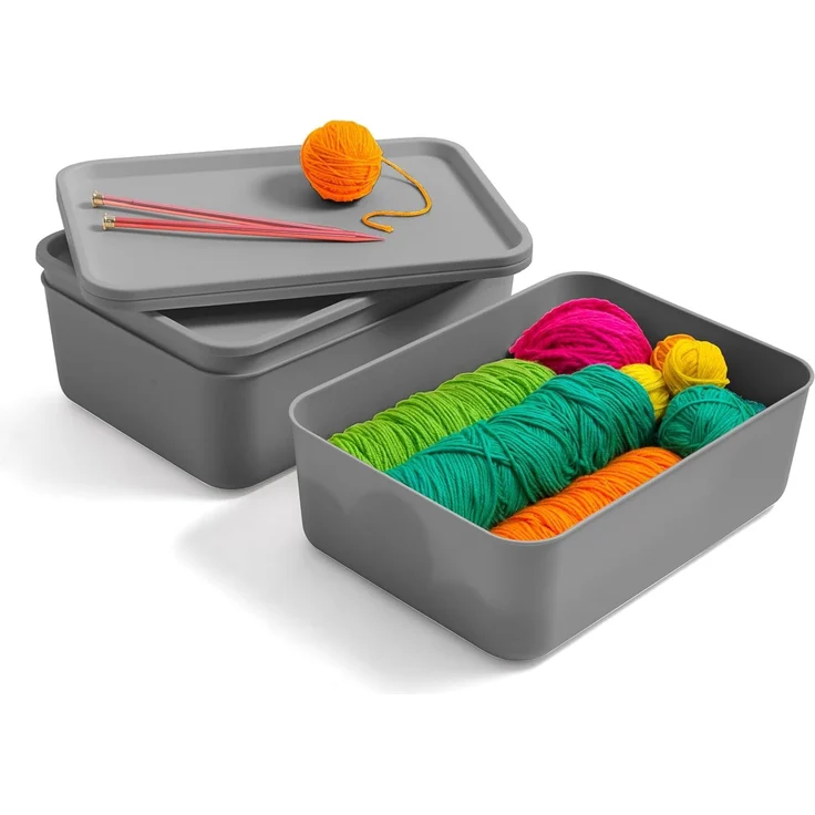 Iris Ohyama, 3er-Set Plastik-Aufbewahrungsboxen mit nicht-klippbarem Deckel, Stapelbar, für Küche, Bad, Schlafzimmer, Schrank, Büro, Solide und Langlebige Organisation, SNL-M