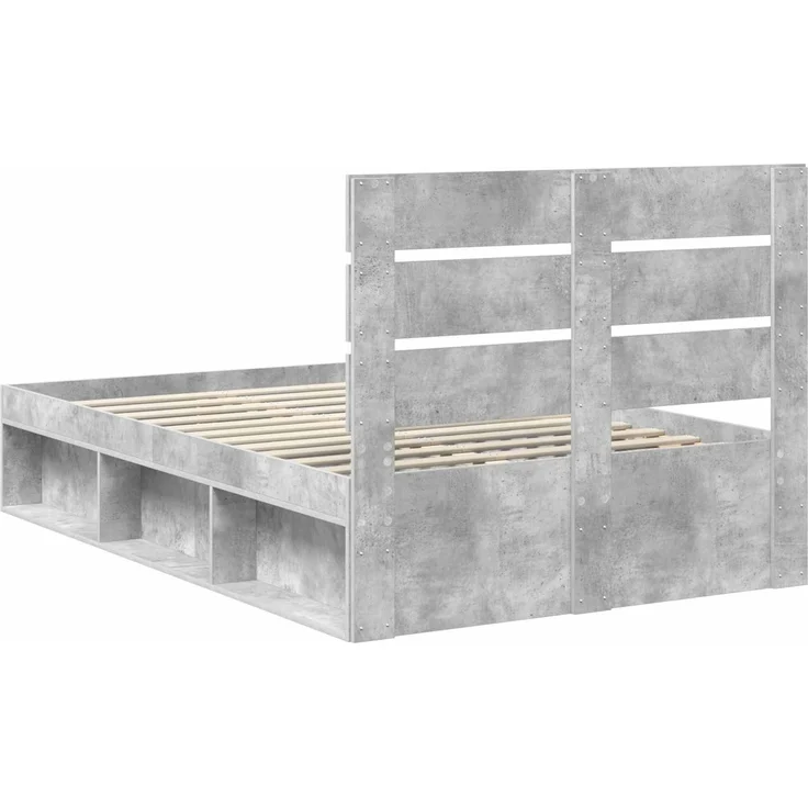vidaXL Bettrahmen Beton Grau 135 x 190 cm Massives Kiefernholz 3411755 – Bild 8