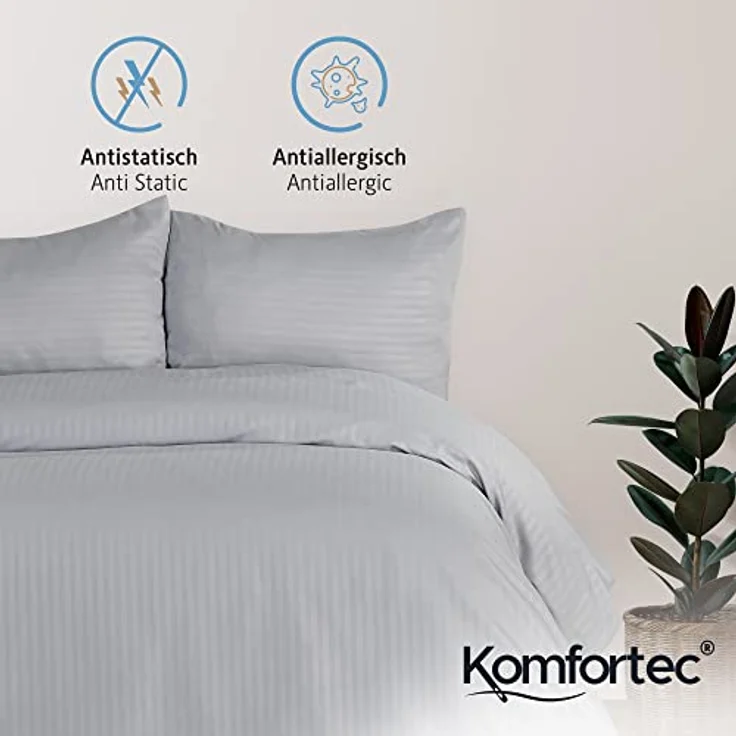 Komfortec Bettwäsche Deluxe, 2&3 Teilig, 140x200 cm, 155x220 cm, 200x200 cm oder 220x240 cm, 100 % Mikrofaser (120 g/m), 2 teilig, Bettwäsche-Sets mit Reißverschluss, Weich und Bügelfrei – Bild 5