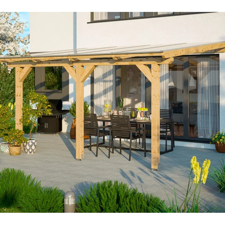 Skan Holz Holz Terrassenüberdachung Andria | Natur