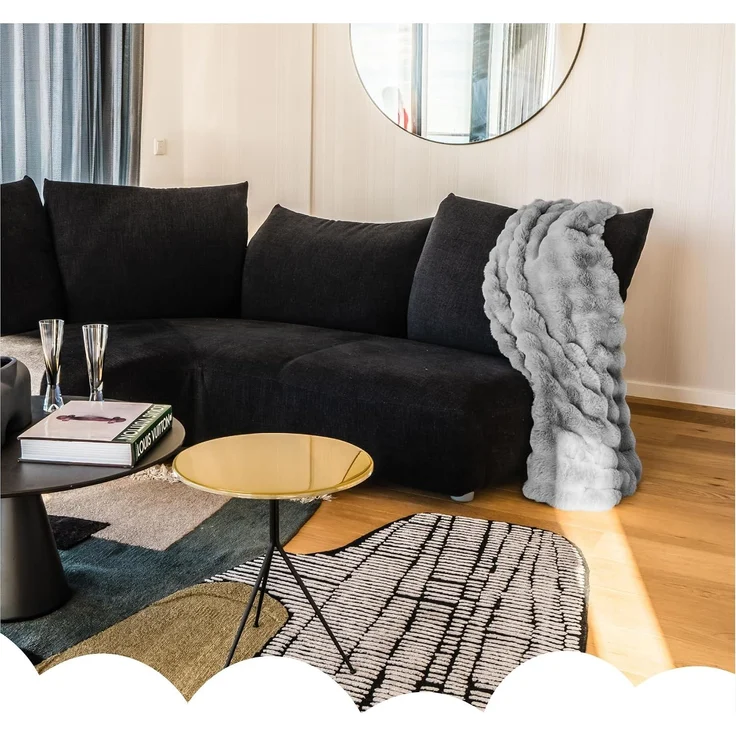 Dailydream Kunstfell Kuscheldecke - Wohndecke Warm Weich Luxus Tagesdecke, 150x200cm, grau – Bild 7