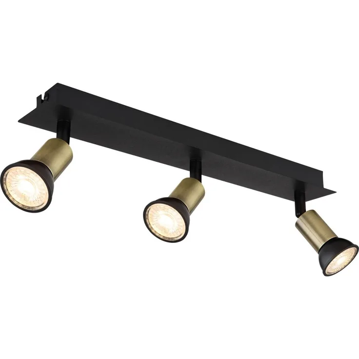 Deckenleuchte, schwarz gold, bewegliche Spots, L 40 cm