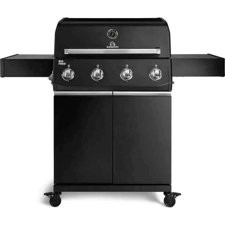 BURNHARD® Big FRED Base Gasgrill 4-Brenner, Gusseisenrost, Schwarz-Matt - Schwarz - #947136