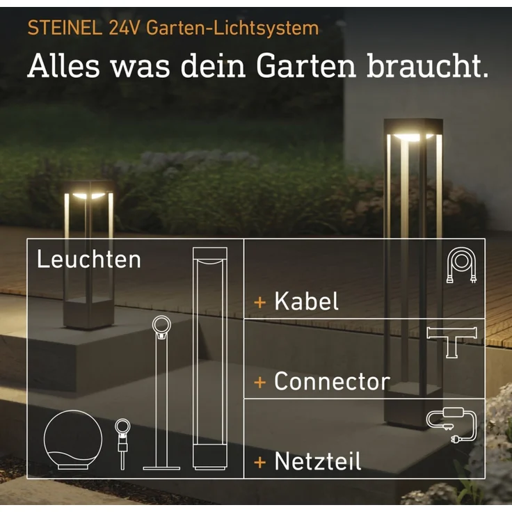 Steinel Wegeleuchte Stela C 24V 86 cm, RGBWW Gartenleuchte, 16 Mio. Farben, Dämmerungssensor, dimmbare Pollerleuchte, Zeitschaltuhr, App-Steuerung, Plug & Play, IP65 – Bild 6