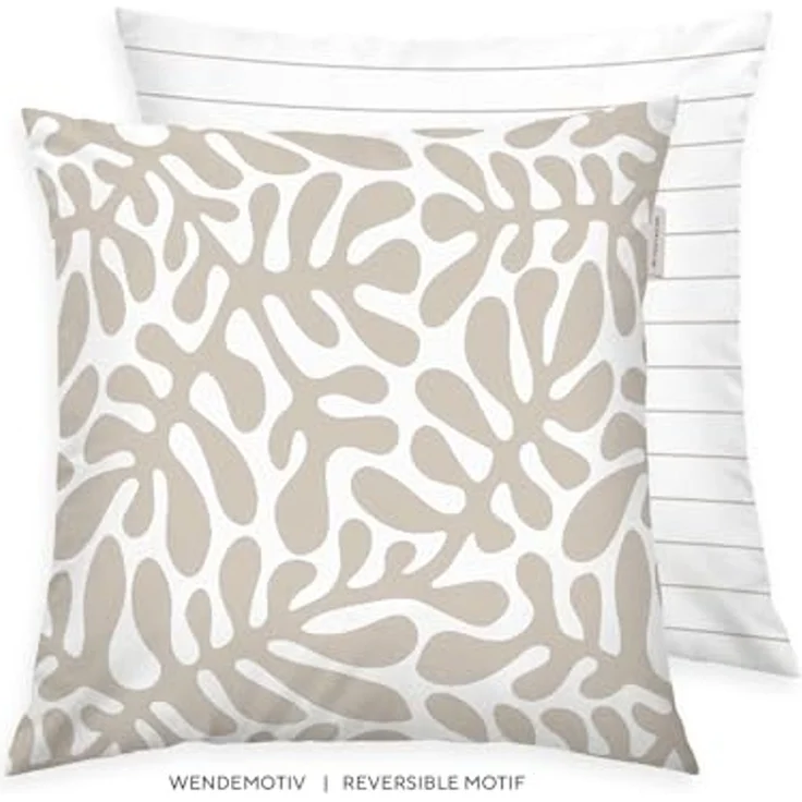 TOM TAILOR HOME Kissenhülle new bedroom, ORGANIC LEAVES, 40x40cm oder 40x80cm, (1 Stück), mit farbigem Markenreißverschluss – Bild 2