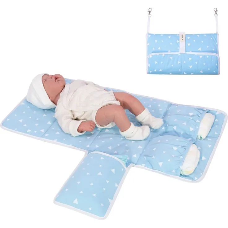 JYOKO KIDS Wickelunterlage, tragbar, wasserdicht, faltbar, gepolstert, Blau