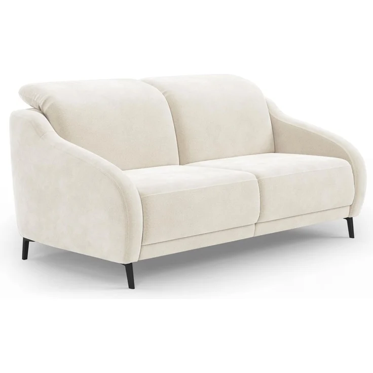 CAVADORE 2,5er-Sofa Blue / 2,5-Sitzer Couch im modernen Design mit motorischer TV-Funktion Inkl. Kopfteilverstellung und mattschwarzen Metallfüßen / 172 x 93 x 104 / Mikrofaser, Naturweiß