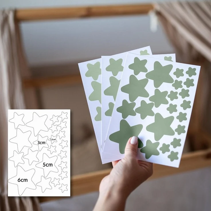 lilimaus Wandsticker Herzen, Sterne & Punkte selbstklebend - Deko fürs Kinderzimmer (132 St), Herzen, Sterne oder Punkte - 36er- & 132er-Set, ablösbar – Bild 3
