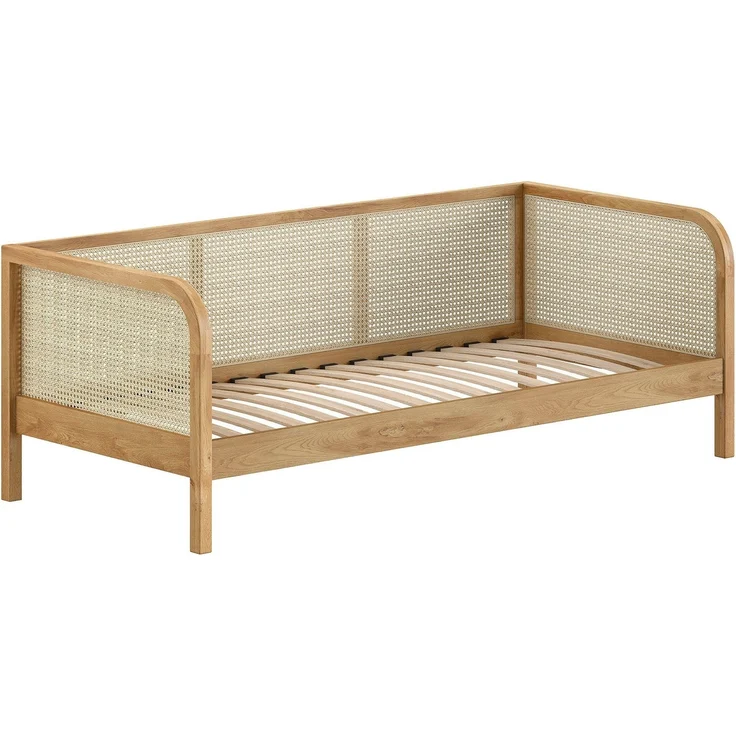 Einzelbett Olive 98.5 x 208.5 x 90 cm Eiche MDF Rattan Natur – Bild 2