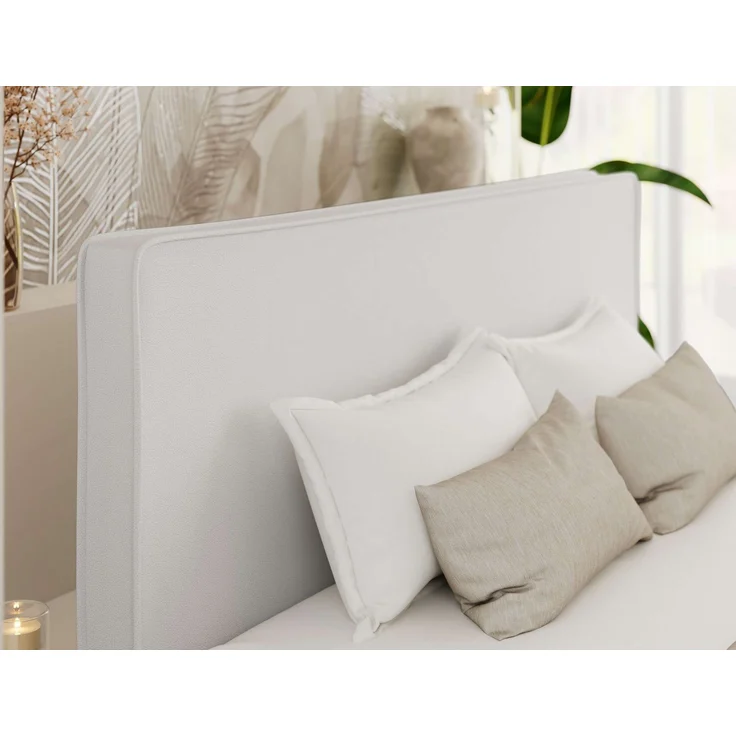 Design Polsterbett LUMARO CLASSIC 180x200 cm mit Lattenrost & 12cm hohen Füßen, Doppelbett mit Kopfteil, Konfigurierbar, Multipocket Matratze - Weiß Kunstleder - ELORI LUX – Bild 3