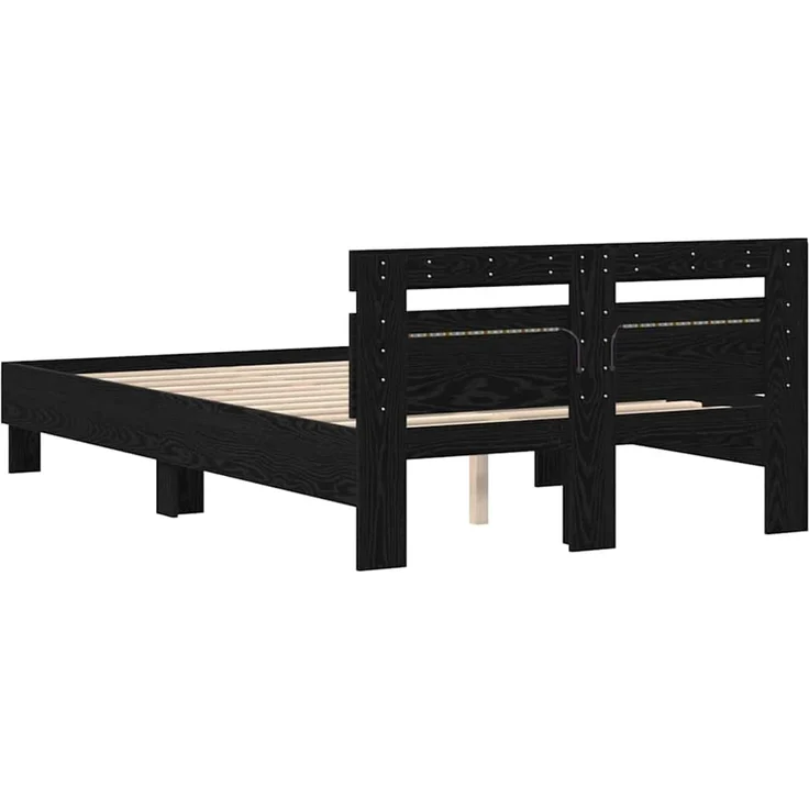 vidaXL Bettrahmen Schwarz Eichen-Optik 135 x 190 cm Holzwerkstoff 3333956 – Bild 7