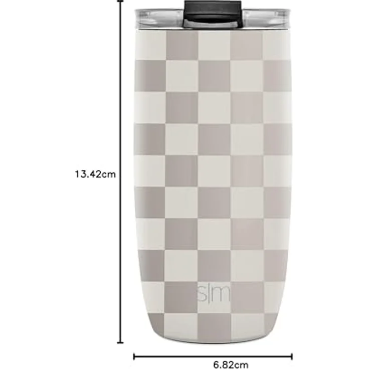 Simple Modern Thermobecher Kaffeebecher to go mit Klappdeckel | Isolierter Edelstahl-Kaffeebecher | Geschenke für Frauen und Männer | Voyager | 470ml | Checkmate – Bild 8