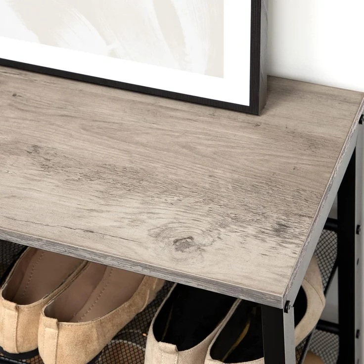 HOOBRO 4 Ebenen Schuhregal, Schuhablage mit flach oder abgewinkelt, Schuhbank mit 3 Gitter-Ablagen, Stabil, für Eingangsbereich, Flur, Schlafzimmer, Greige-Schwarz EBG14XJ01 – Bild 6