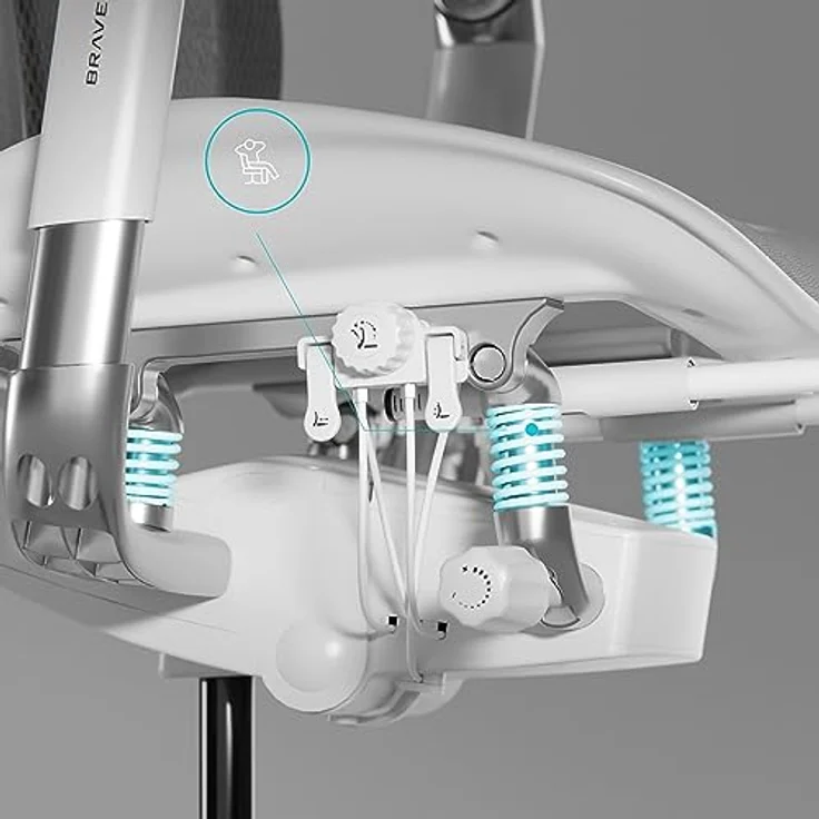 Diablo Brave V-Kinetic Bürostuhl Ergonomisch Schreibtischstuhl Chefsessel mit Fußstütze 5D Armlehnen Netzstoff Lendenwirbelstütze Verstellbarer Sitz Belastbar bis 120 kg (Grau) – Bild 11