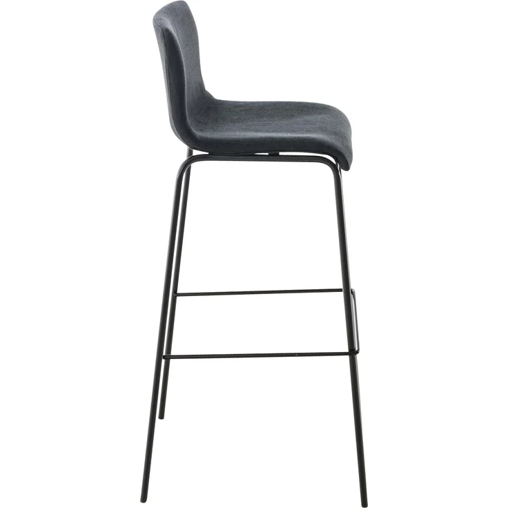 Barhocker TENAR - Stoff Schwarz 43x48x100 cm Schwarz | Barstuhl Mit Lehne Tresenhocker Tresenstuhl Kneipenhocker Kneipenstuhl – Bild 3