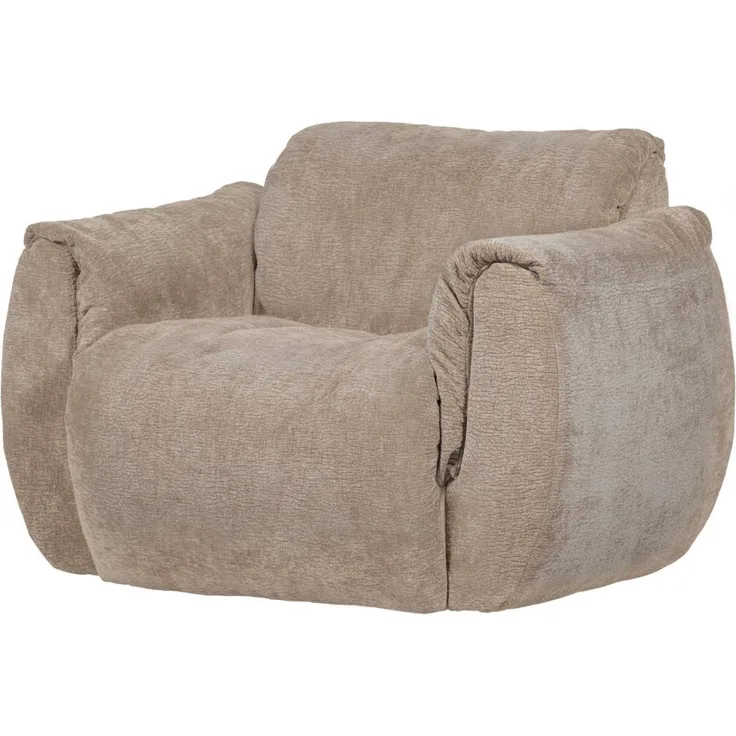 Drehsessel Baggy aus 3D-Chenille-Stoff, modernes Design, Sand, weich gepolstert, Indoor