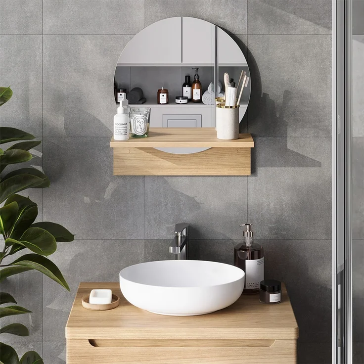 Badezimmerspiegel Elyra Goldkraft Eiche 40 x 47.5 cm mit Ablage Vicco – Bild 3