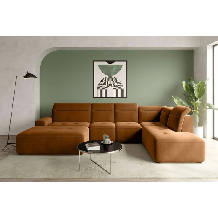 99rooms Wohnlandschaft Elvaro, Sofa, U-Form, Bezug aus Velours PALLADIUM, mit elektrischer Sitztiefenverstellung – Bild 5