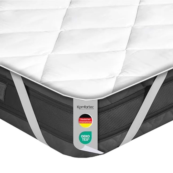 Matratzenauflage 500 g/m², 90x200, 120x200, 140x200, 160x200, 180x200 oder 200x200 cm Komfortec, 1&2 Stück Atmungsaktiv Matratzenschoner, Allergiker Matratzenschutz – Bild 2