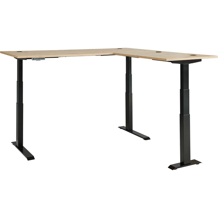 Eckschreibtisch >Memphis< höhenverstellbar, Artisan Eiche Dekor - 185x64/129x177 (BxHxT) – Bild 5