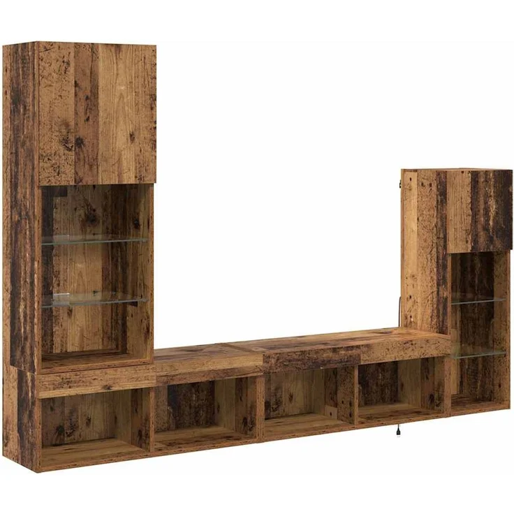 vidaXL TV-Wandgeräte 4 stk. Altholz Holzwerkstoff 3402944 – Bild 2