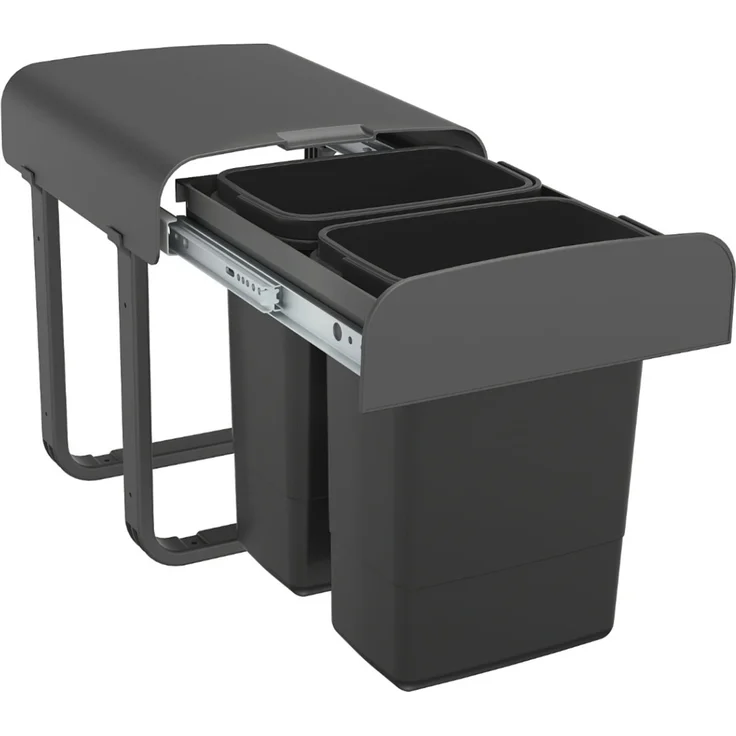 EKOTECH Abfallsammler ALADIN 14 (2x7) Liter mit Vollauszug, Orion Grey / ab 40 cm Schrankbreite / Abfalleimer – Bild 1