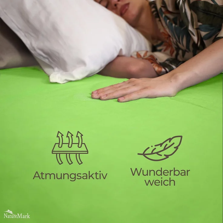 GREEN MARK Textilien Klassische Bettlaken | Betttuch | Laken | Leintuch | Haustuch 100% Baumwolle ohne Gummizug vielen Größen und Farben Größe:240x275 cm, Apfel grün – Bild 2