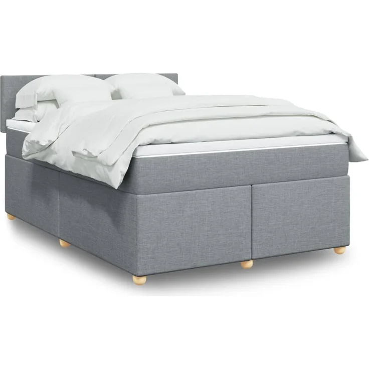 vidaXL Boxspringbett mit Matratze Hellgrau 140x200 cm Stoff 3288996 – Bild 1